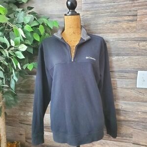 Columbia Mens Black Half Zip Pullover Fleece Sweater Small